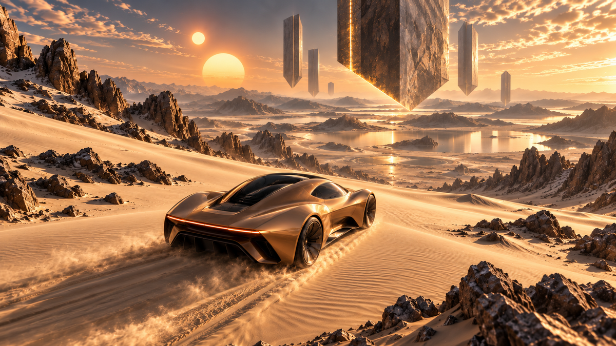 Golden Dunes futuristic digital art by WarpLuxe