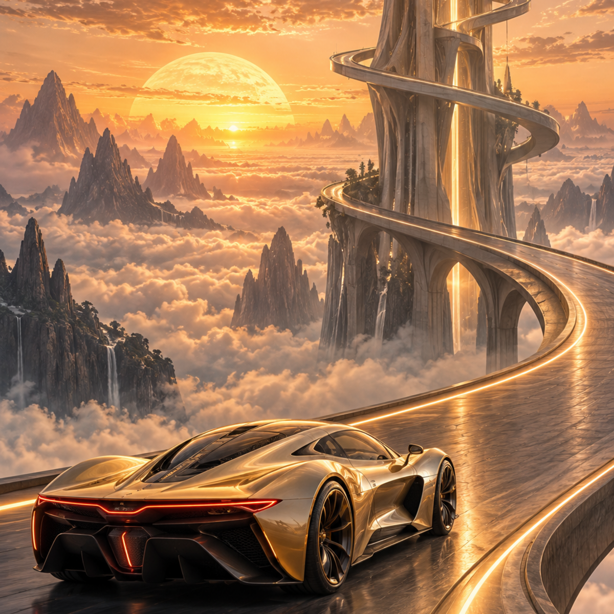Helios Switchback futuristic digital wall art by WarpLuxe