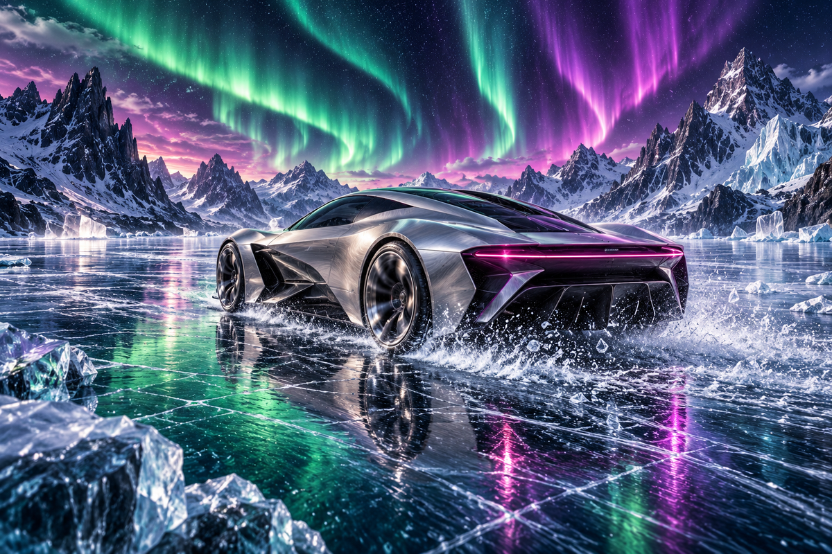 Polar Aurora futuristic digital art by WarpLuxe