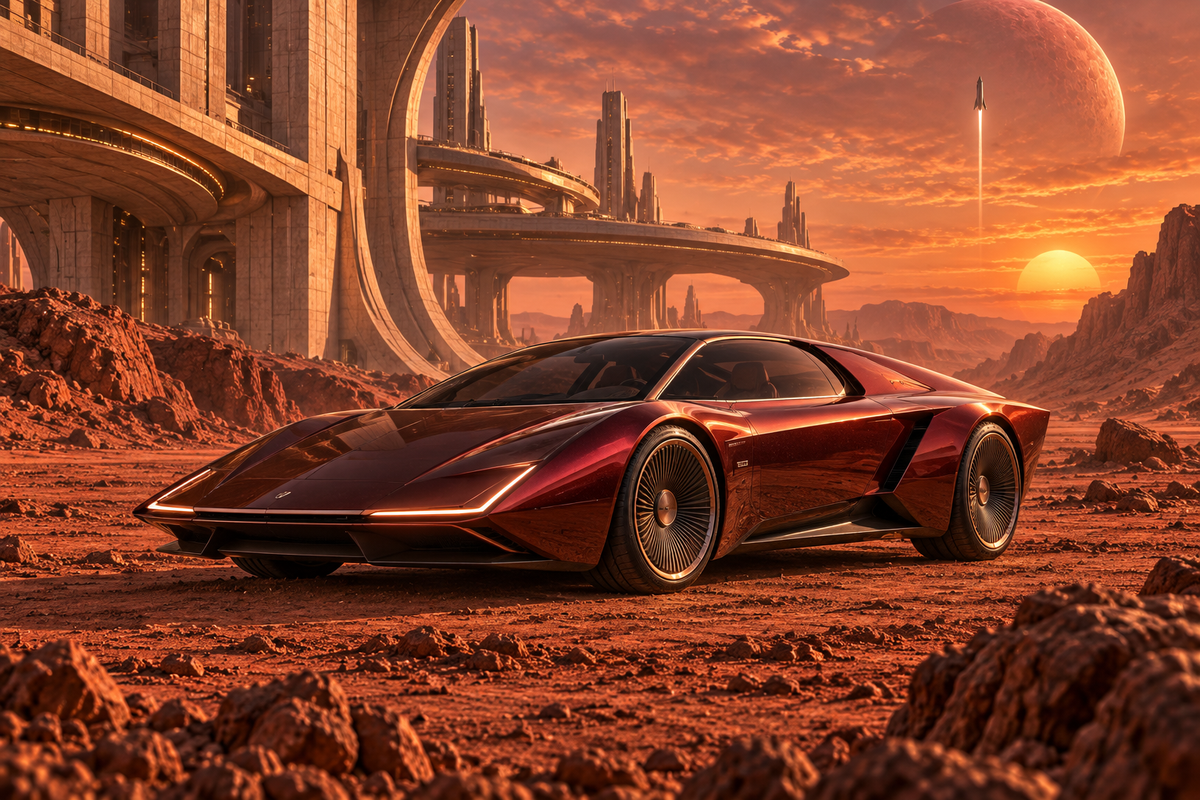Red Frontier futuristic digital art by WarpLuxe