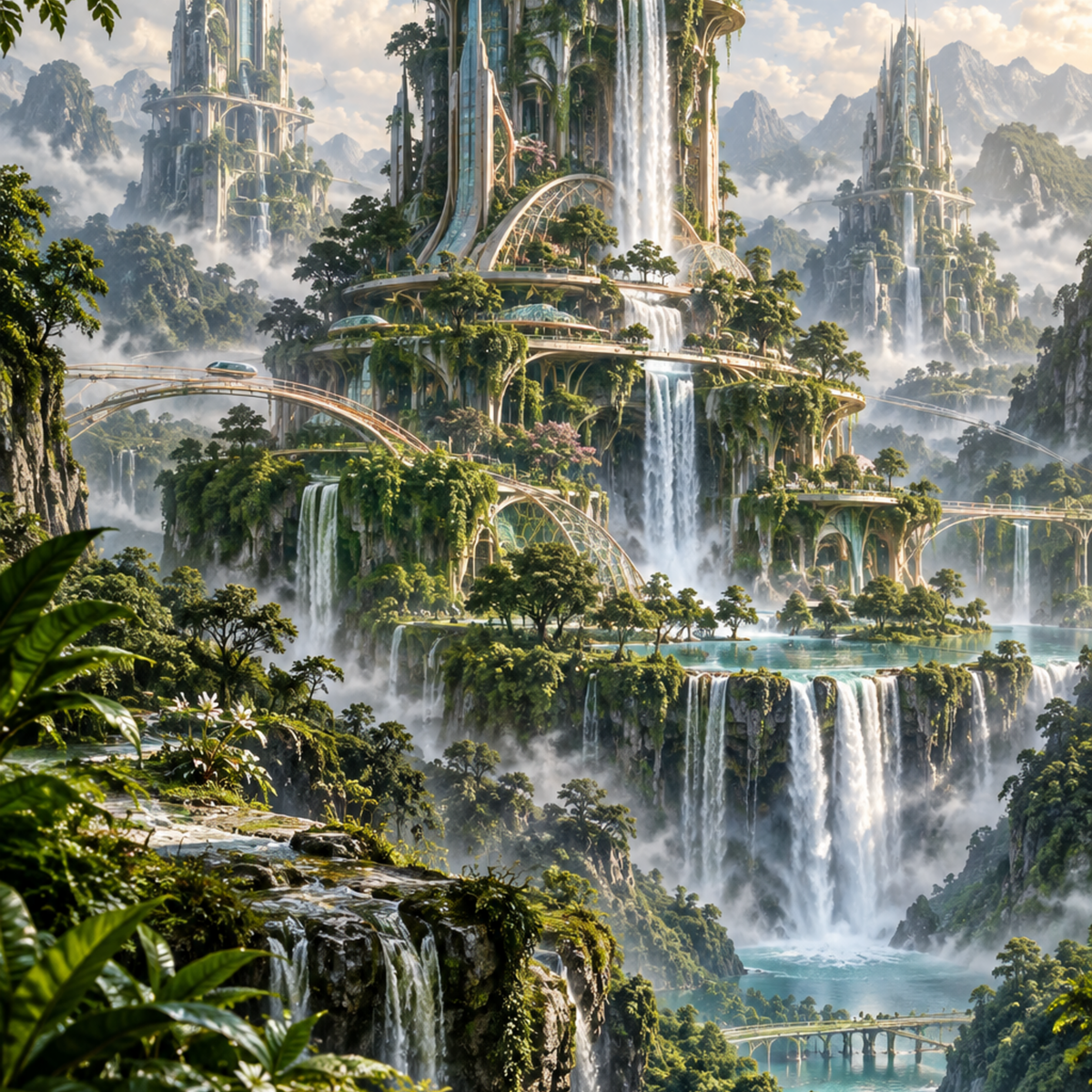 Verdant Ascension futuristic digital wall art by WarpLuxe