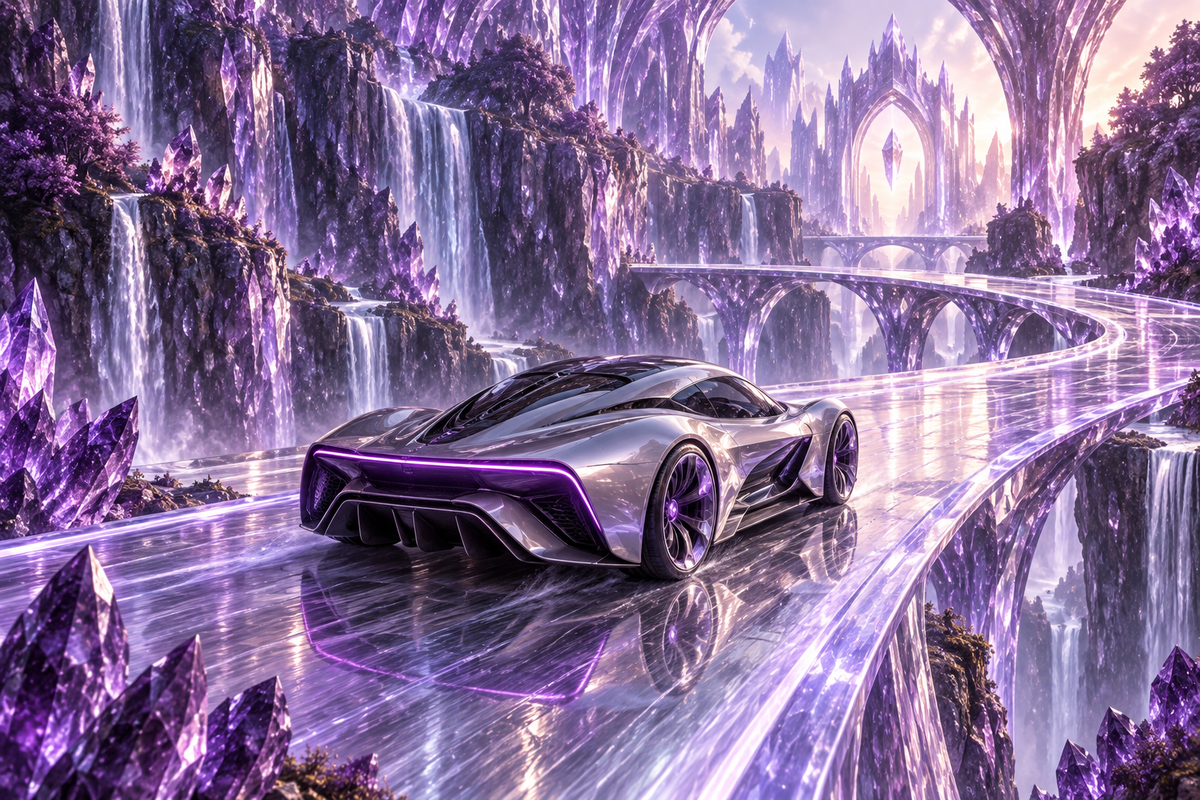 Violet Cathedral futuristic digital art by WarpLuxe