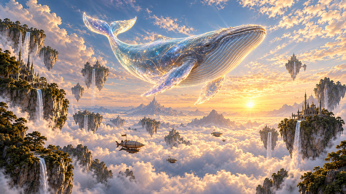 Aether Whale Passage futuristic digital art print by WarpLuxe