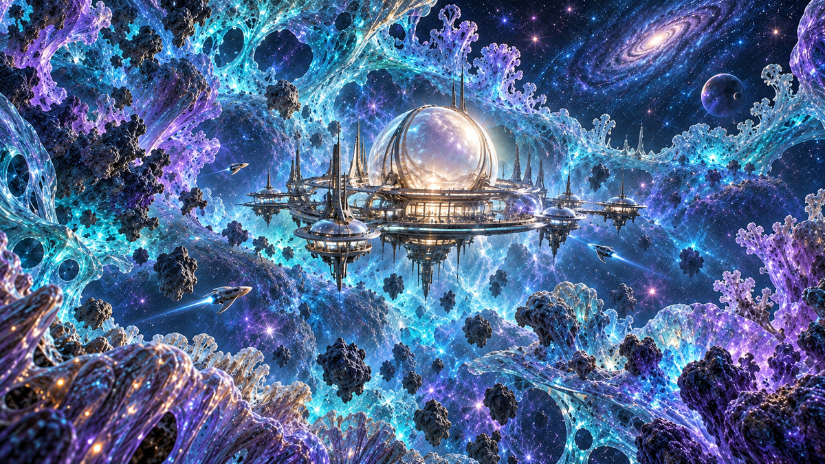 Celestial Reef Station futuristic digital art print by WarpLuxe