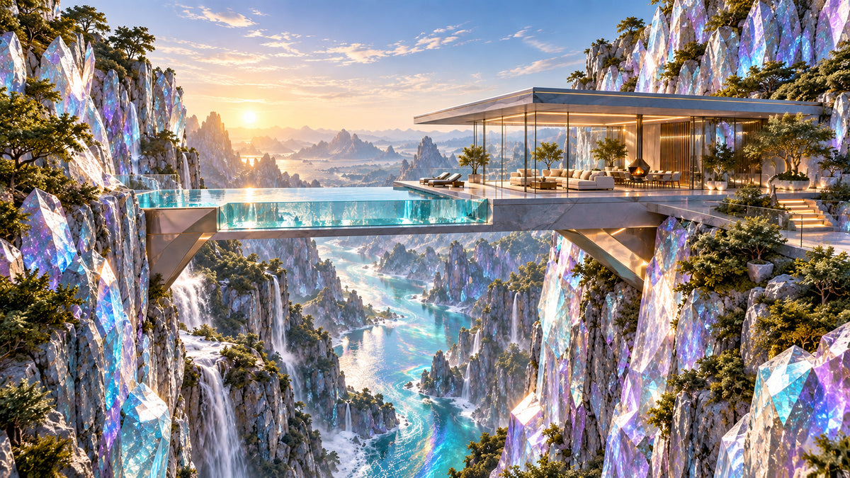 Prism Canyon Residence futuristic digital art print by WarpLuxe