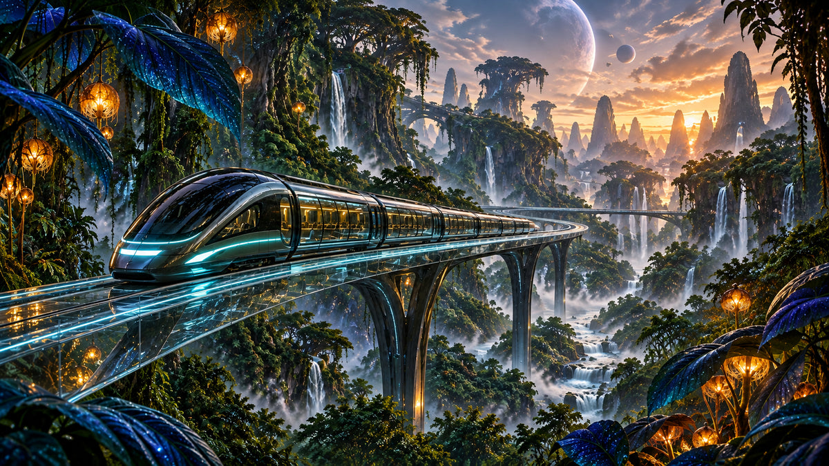 Titan Rainforest Express futuristic digital art print by WarpLuxe